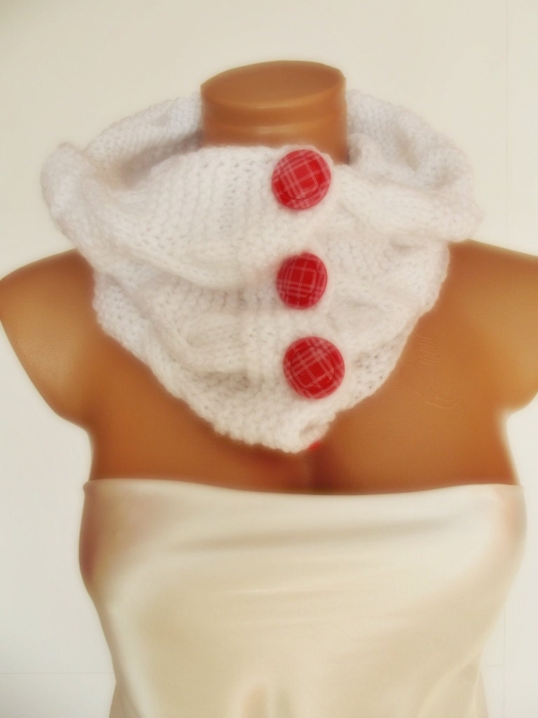BIG DISCOUNT womens Mens neckwarmer cowl scarf valentines day gift ready to ship white red fathers day gift