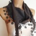 BIG DISCOUNT New Design Pashmina scarf with lace dark grey