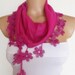 2012 summer fashion cotton scarf new design hot pink flower lace