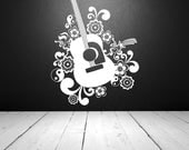 Guitar, Hippie, Retro, Peace, Love, 1960's - Wall Decal, Vinyl Sticker, Vinyl Decal, Wall Decor, Teen, Tween, Dorm, Home Decor