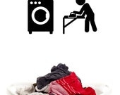 Laundry Icons (Lot of 2) Washing Machine, Washer, Iron - Decal, Sticker, Vinyl, Wall, Home, Laundry Room Decor