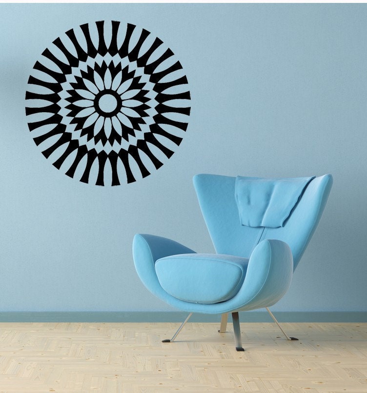 Retro ,Medallion, Daisy, Flower, Floral, 1960's, 1970's - Decal, Sticker, Vinyl, Wall, Home, Dorm, Table Top Decor