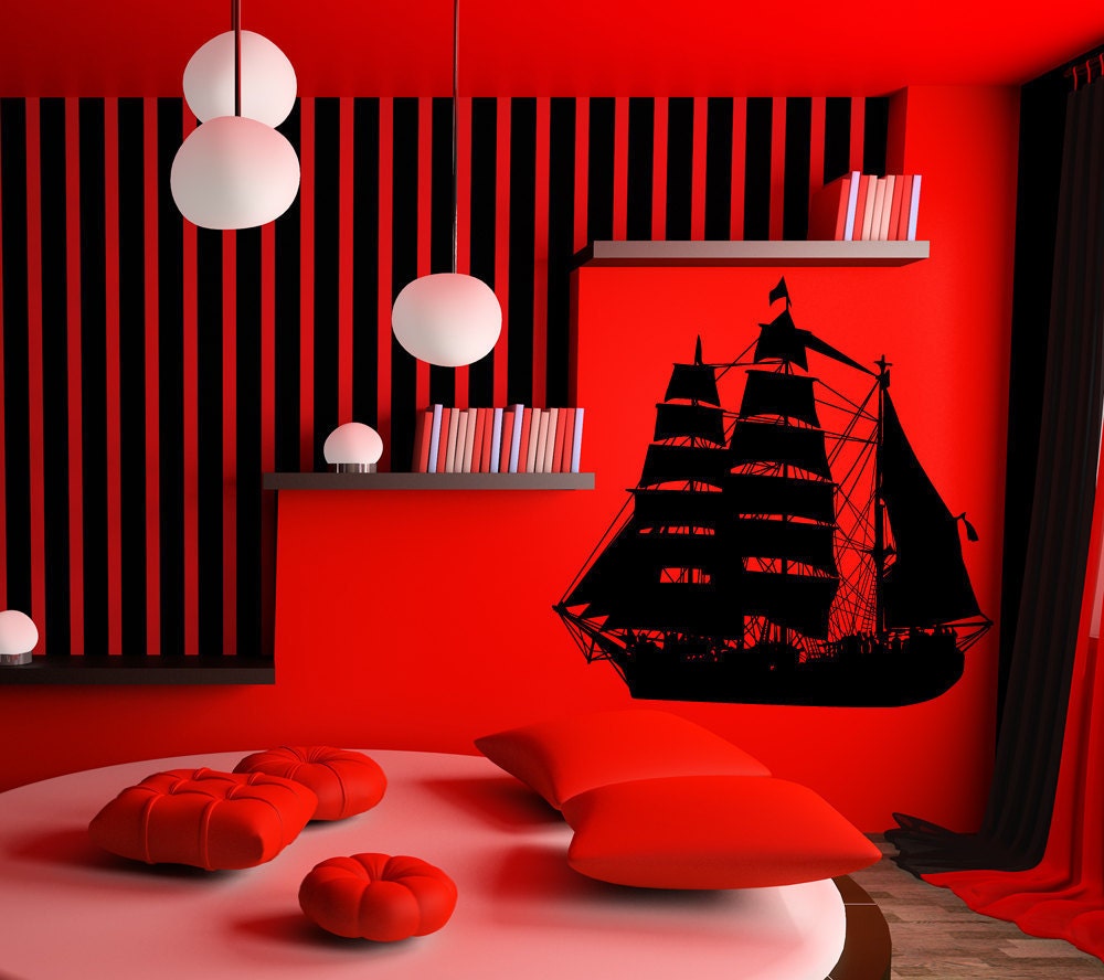 Pirates of the Caribbean, Sail, Ship, Masts (Large Decal) - Sticker, Vinyl, Wall, Home, Nautical, Office Decor