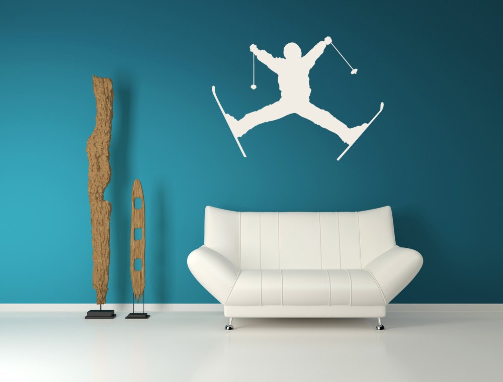 Jumping Skier, Ski  - Vinyl Decal, Vinyl Sticker, Wall Decal, Winter, Bedroom, Office, Home Decor