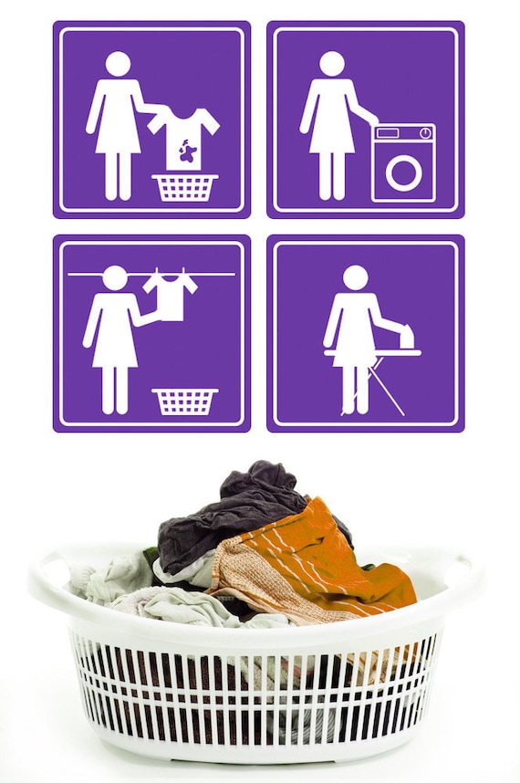 Laundry Steps Dirty Clothes Clean Wash Iron by VinylWallAccents