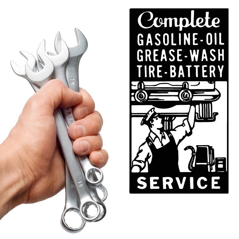 Service Station, Gas, Oil, Garage - Decal, Sticker, Vinyl, Wall, Home, Office, Bedroom Decor