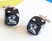 Black Dragon Dice Cuff Links Cufflinks Geek Chic RPG Gamers Wedding Mens Accessory Business Wear