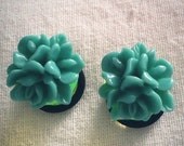 Turquoise Teal Cluster Flower 7/16 inch 11mm Plugs Gauged Studs Decora body piercings Gyaru
