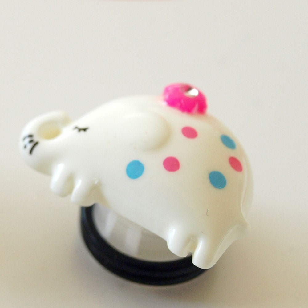 1/2 inch 12mm Plugs White Elephant Animal gauge piercing stretched lobes body art chic fun fashion kawaii