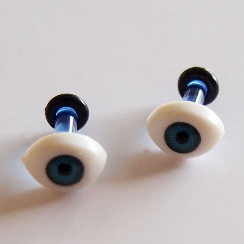 8g 3mm Blue Evil Eye Plugs Superstition Folk Belief Gypsy Bohemian Style