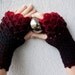 Ombré Crocheted mittens fingerless gloves - black and red Transitional.