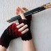 Ombré Crocheted mittens fingerless gloves - black and red Transitional.