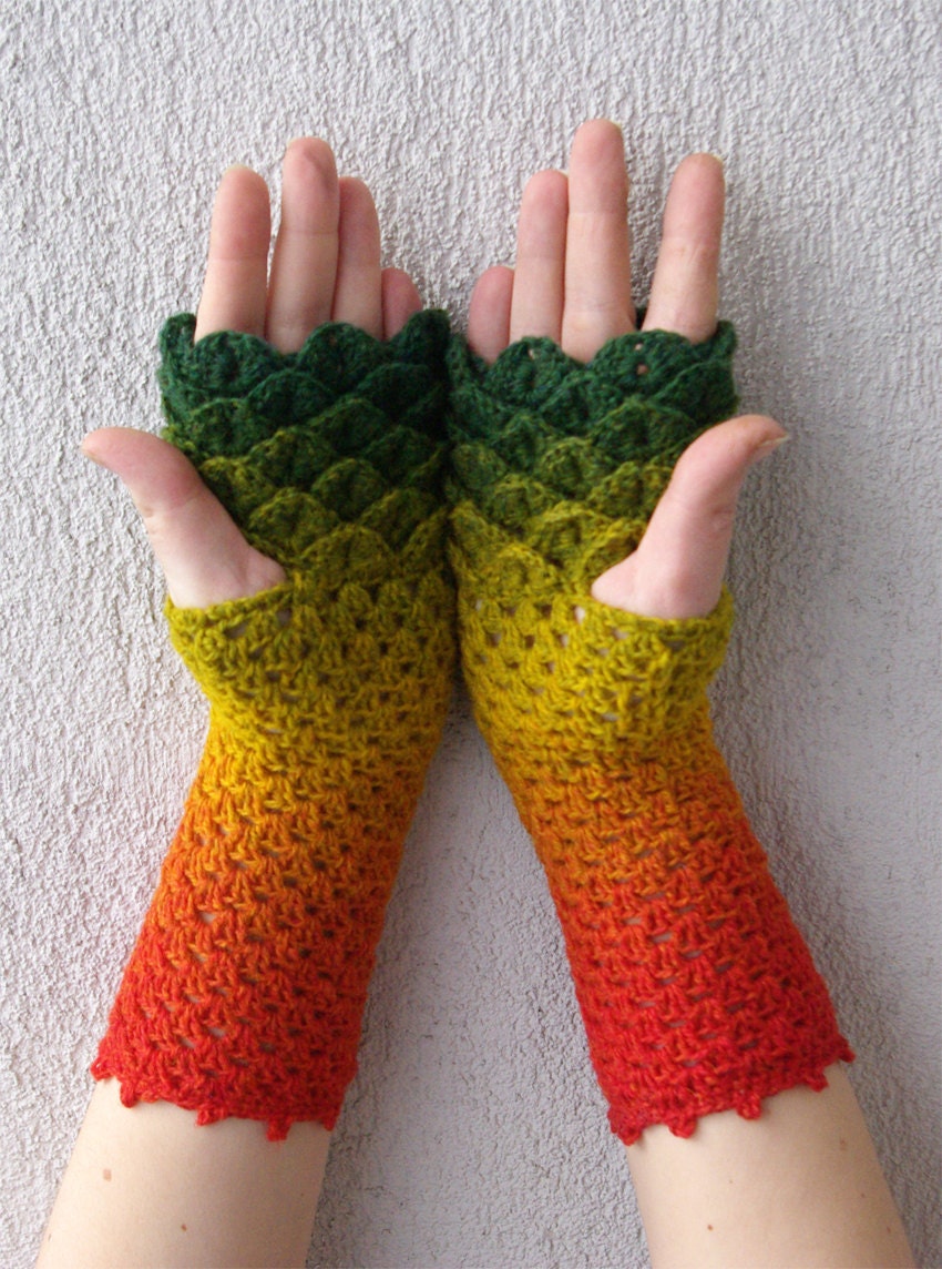 Fingerless Gloves Crochet Mittens Cute Arm Warmers Spring