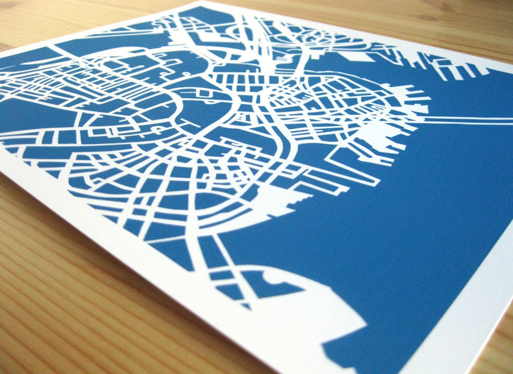 Boston Papercut City Print - 8" x 10" - Paperchoke