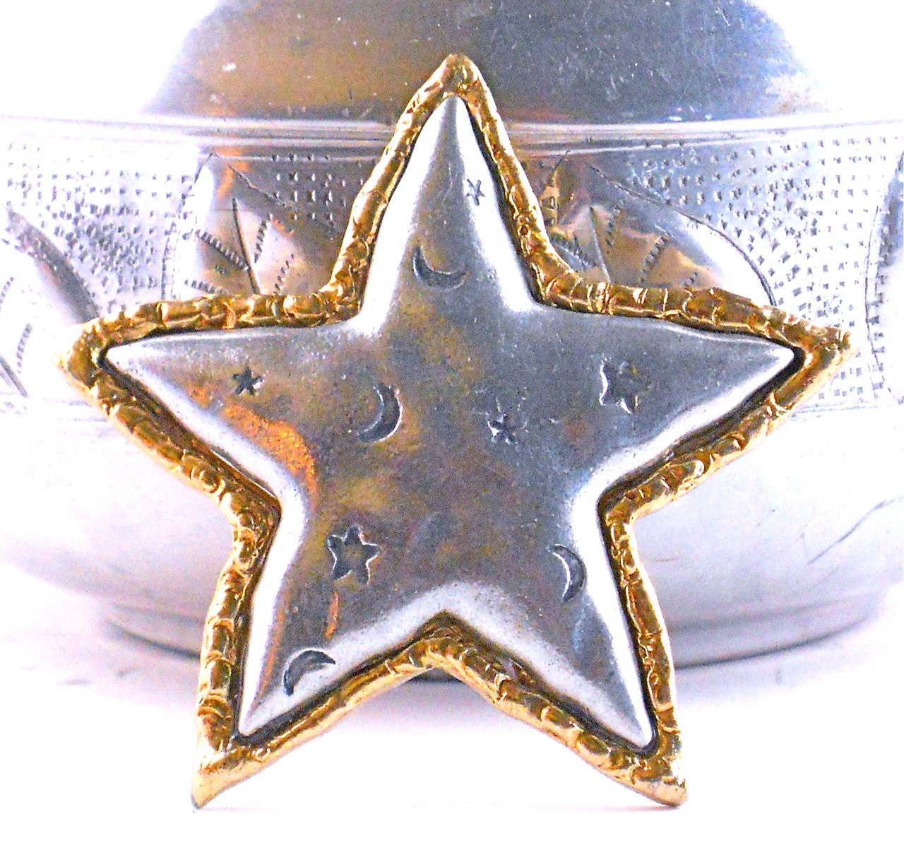 Great Star Brooch by JJ, Design and Vintage With Stars and Moon