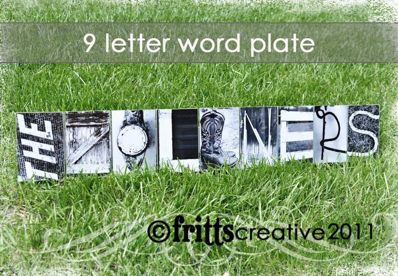 Alphabet Photography ANY 9 LETTERS  Photo Word Plate (framed)