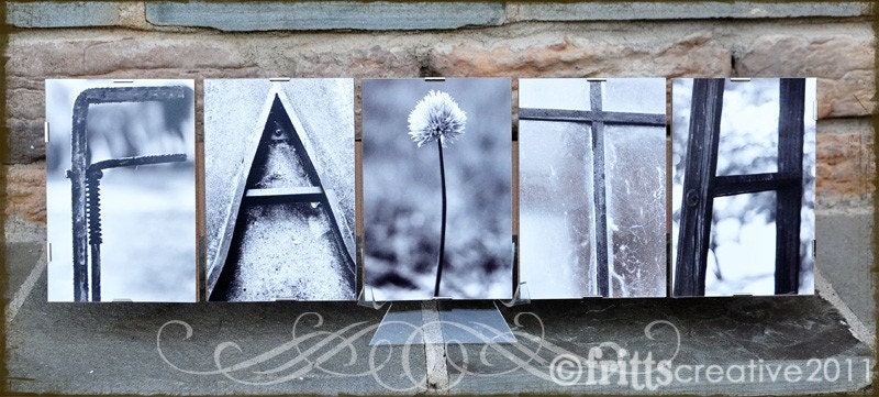 Alphabet Photography Custom  ANY 5 LETTER WORD framed