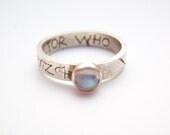 Doctor Who silver and moonstone etched ring
