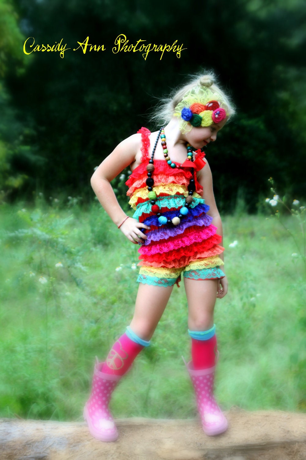 Gorgeous Posh  Couture The Emma Rainbow Sass Large  rosette flower  Headband Baby & girls photograpy prop Bow Rosette