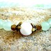White Agate Meditation Bracelet, New Jade, White Agate, Brass Beaded Bracelet