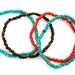 Wooden Beaded Bracelets, Set of 4 Coco Bead Bracelets, Red, Turquoise, Brown Stacking Bracelets