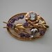 1940's Retro Brooch 14kt Aqua Marine Amethyst and Rose Cut Diamond