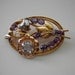 1940's Retro Brooch 14kt Aqua Marine Amethyst and Rose Cut Diamond