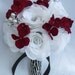 17pcs Wedding Bridal Bouquet Set Decoration Package Silk Flowers RED BLACK ZEBRA "Lily Of Angeles"