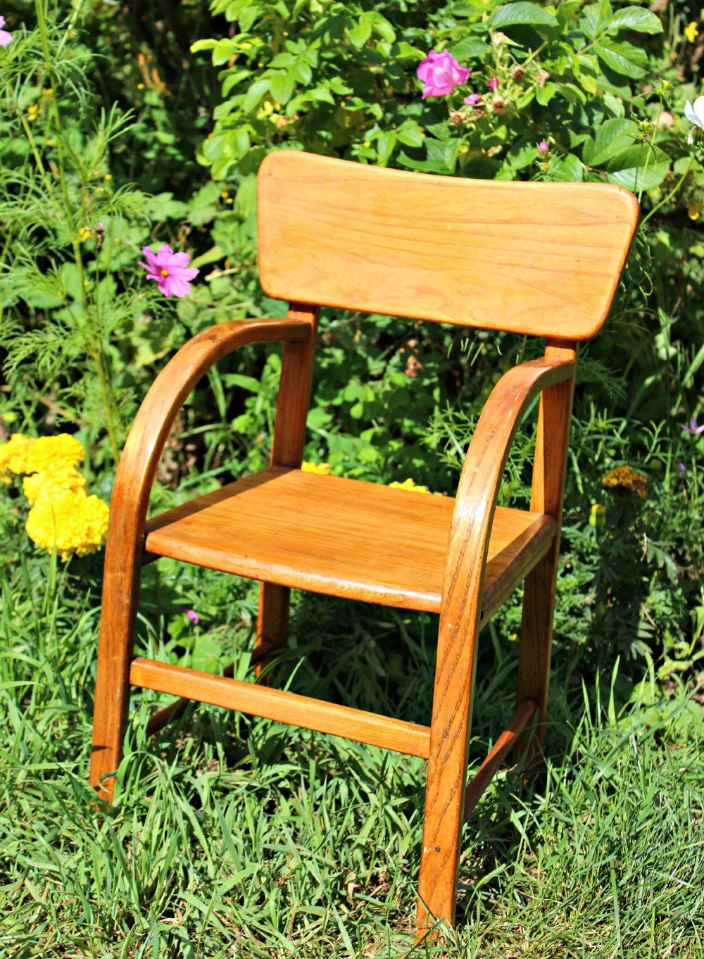 Vintage Childs Wooden Chair 1950s, Bentwood