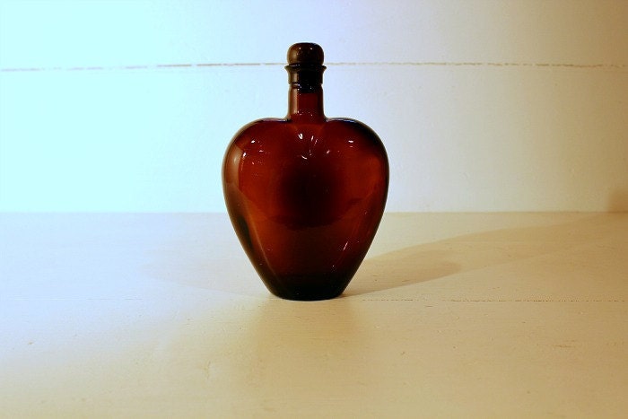 Vintage Bottle Paul Masson Amber Heart Shaped