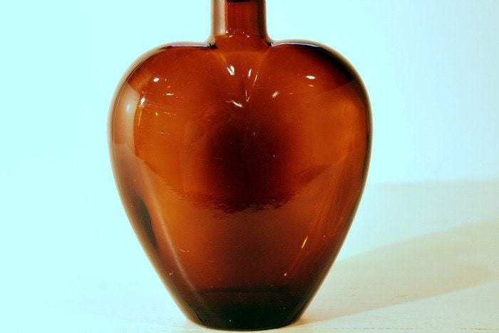 Vintage Bottle Paul Masson Amber Heart Shaped