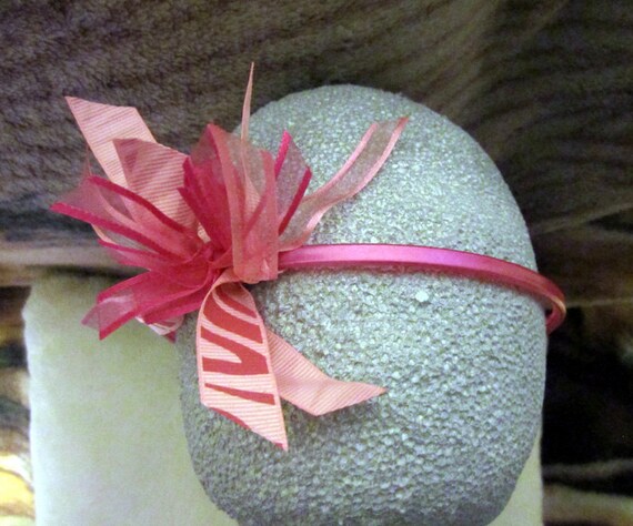 Pink Tiger- or Zebra-Striped Ribbon Hairband
