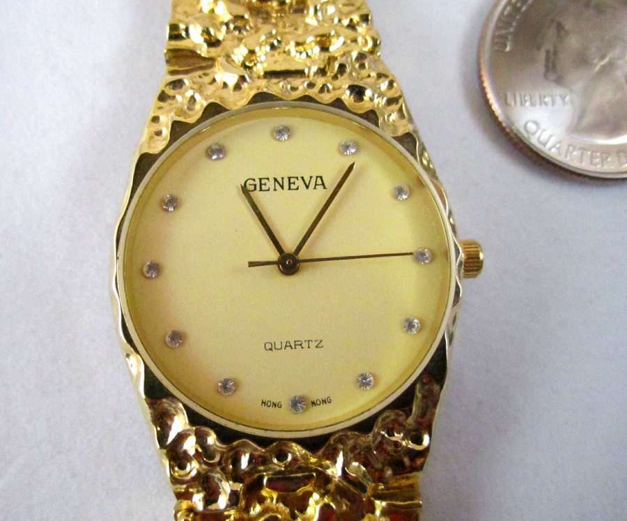 Vintage Geneva Goldplated Men's Nugget Watch by SoBayBaubles