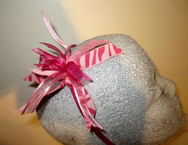 Pink Tiger- or Zebra-Striped Ribbon Hairband
