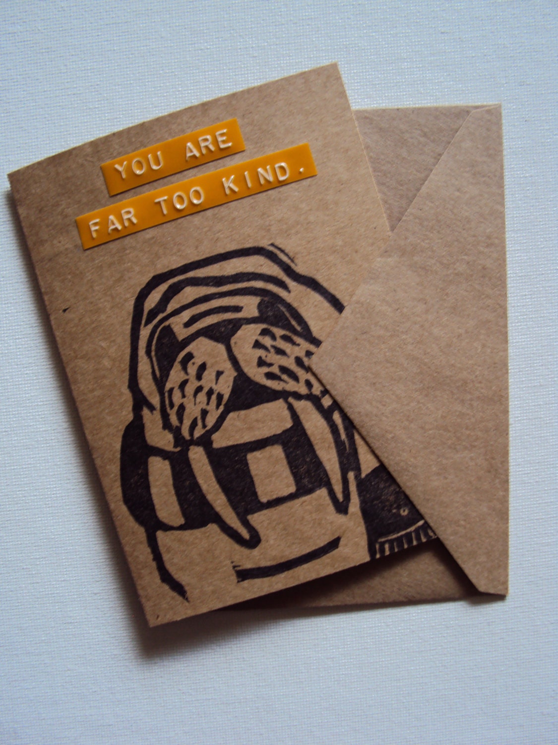 Far Too Kind. Handmade Walrus Thank You Card.