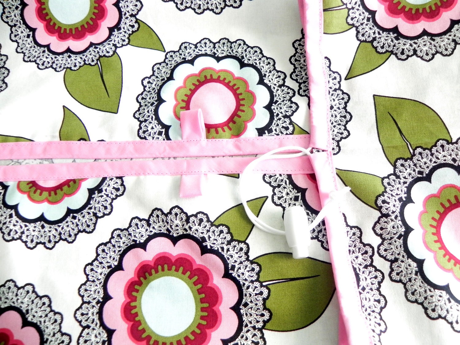 Ironing Board Cover - Floral in green, pale blue and pink