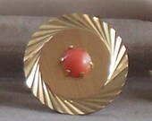 SWANK Gold tone CuffLinks coral stone in original box