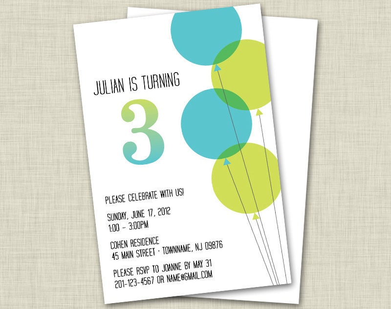 CUSTOM Balloon Invitations w/ Envelopes