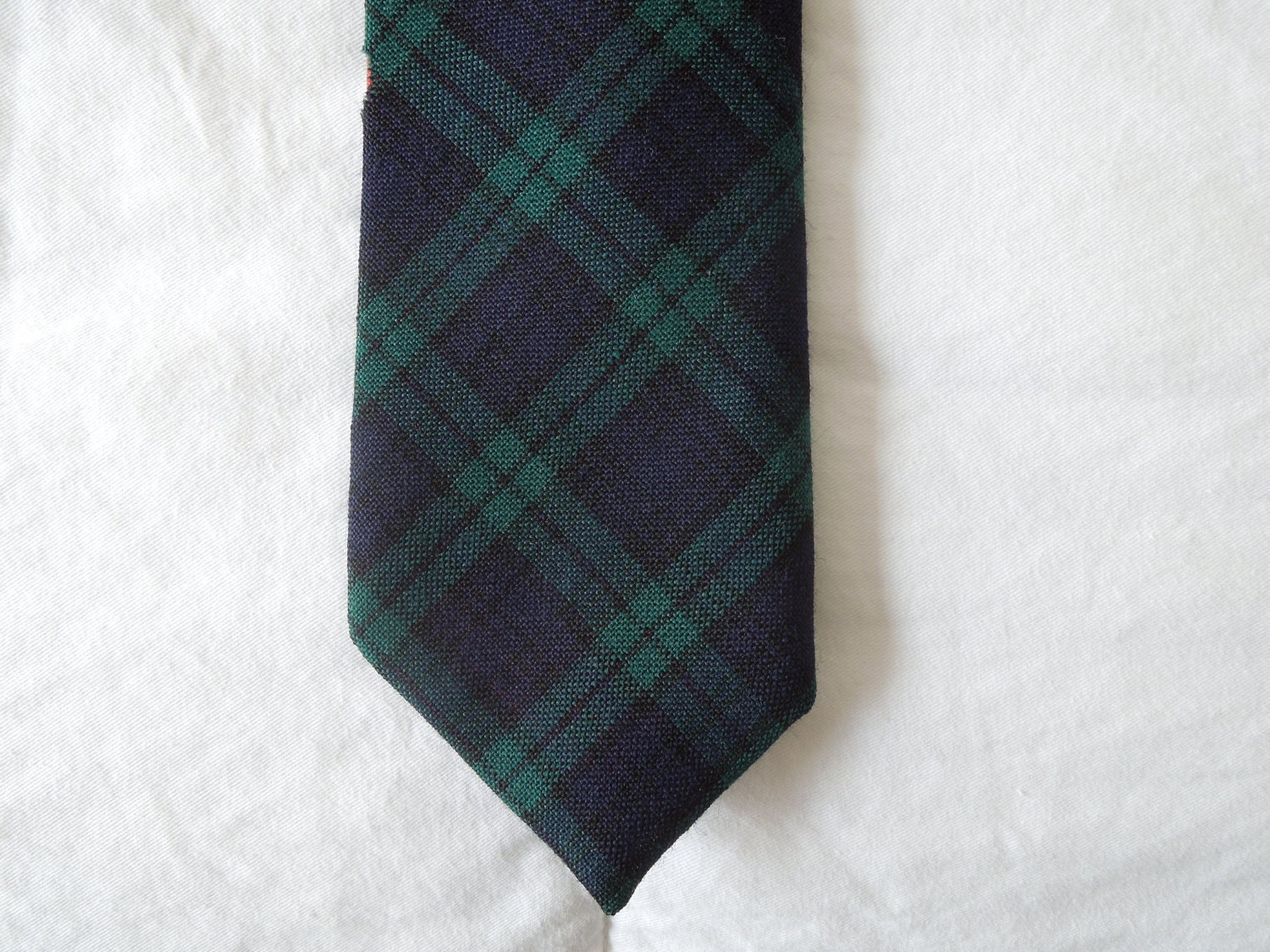 Navy Blue and Hunter Green Plaid Tartan Tie