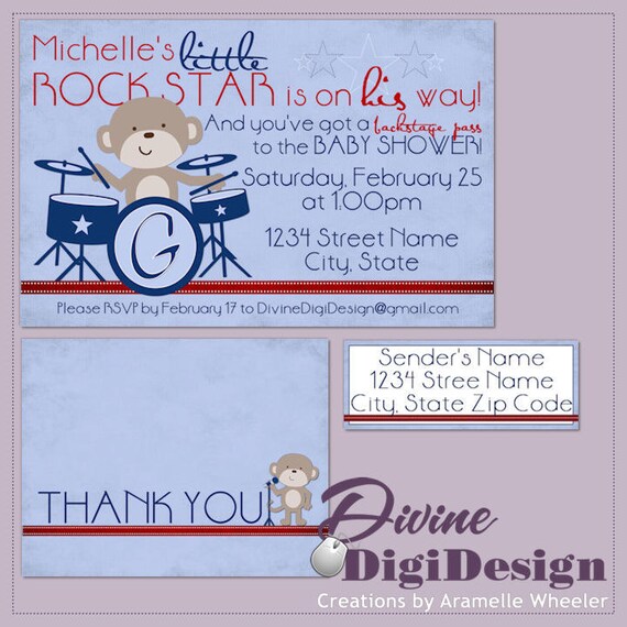 Rock Star Baby PRINTABLE Baby Shower Invitation