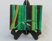 Bamboo at Night 4x5 miniature original acrylic on back stapled canvas