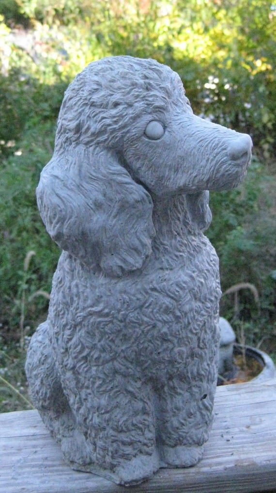 Cast Stone Large Poodle dog statue memorial by springhillstudio