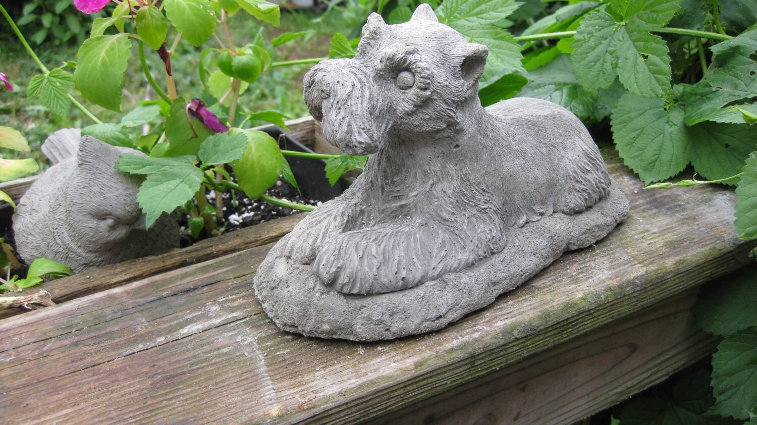 cement schnauzer statue