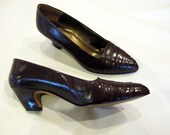 80s Brown Shoes / Vintage Brown Heels / Leather Shoes Made in Spain / Size 5 1/2