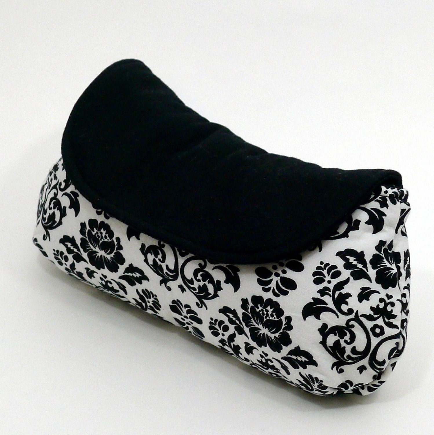 black and white damask wristlet
