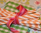 50 Paper Straws Orange Striped, Drinks, Wedding, Birthday, Party, Made In USA