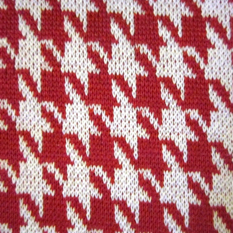 Up to 2 Yards of Red and White Houndstooth Stretch Knit Fabric 60 inches wide