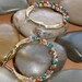 EARRINGS - Teal Amber Violet Bead Gold Hoop Wire Wrap Jewelry Earrings - Free Shipping