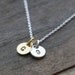 Gold & Silver Monogram Necklace / Two Hand Stamped Initial Coin DIscs on Sterling Silver Chain / Personalized Jewelry