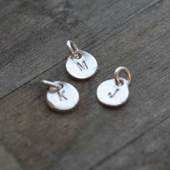 Hand Stamped Silver Disc Charm - One (1) Charm